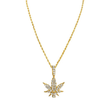 14k Yellow Gold Weed Leaf 0.56 Ctw